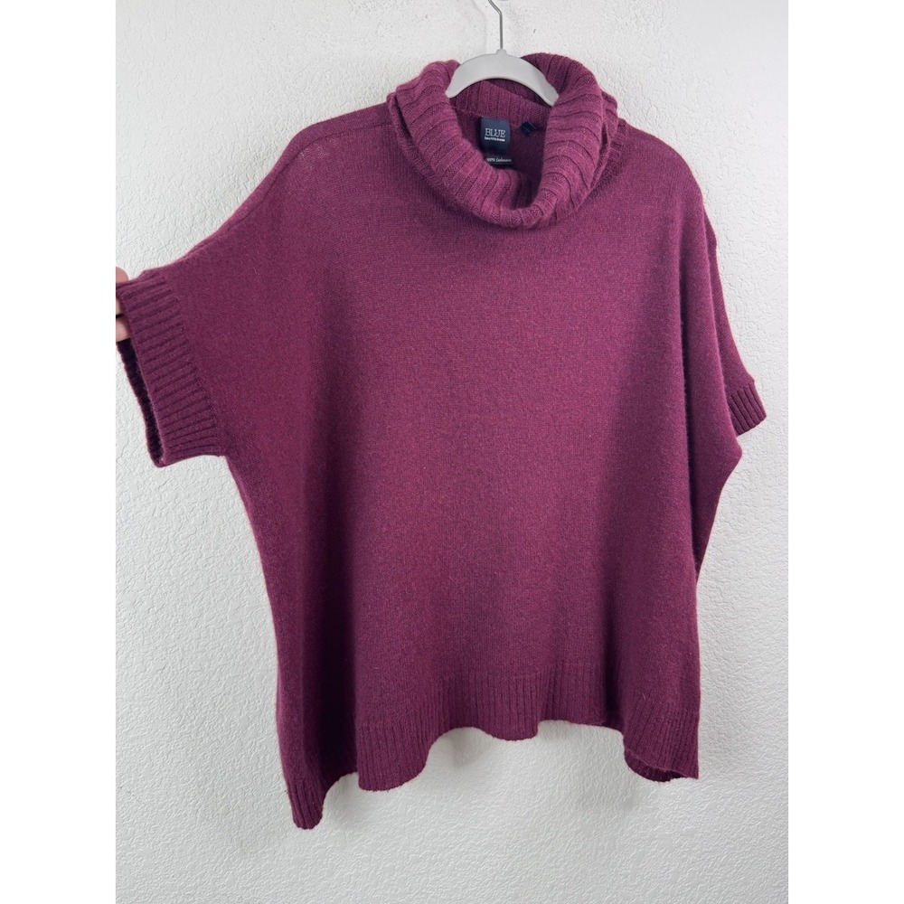 Saks Fifth Avenue 100% Cashmere Turtleneck Poncho‎ Sweater Wine S Quiet Luxury